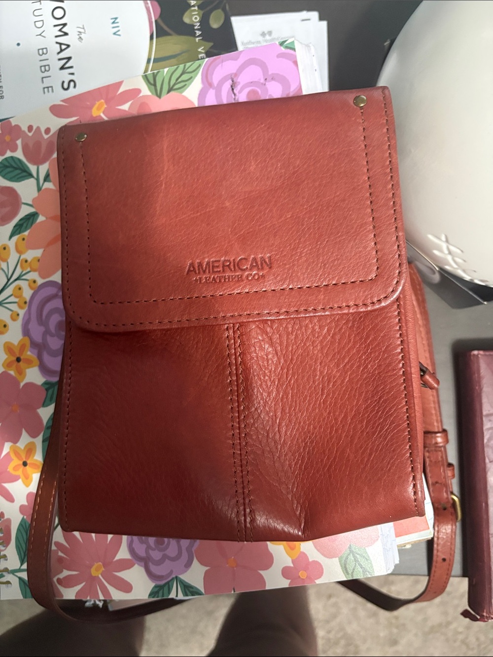 American Leather Co. Compact Red Leather Crossbody